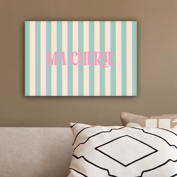 Roze - Groen - Strepen - Ma cherie canvas 2cm klein -sfeer3