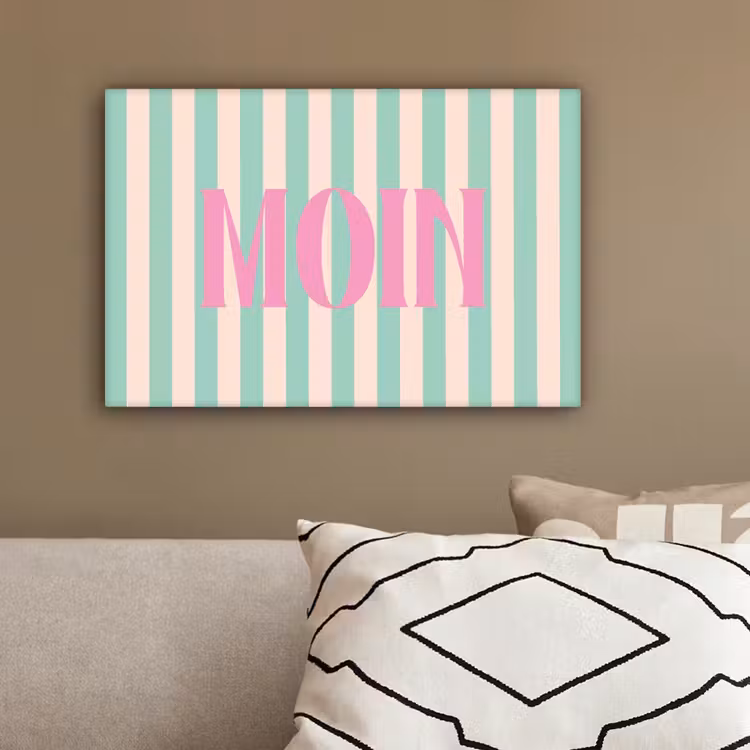 Roze - Groen - Strepen - Moin canvas 2cm klein -sfeer3