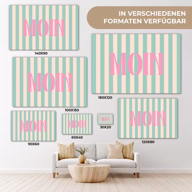 Roze - Groen - Strepen - Moin canvas 2cm klein -Xsfeer8_DE