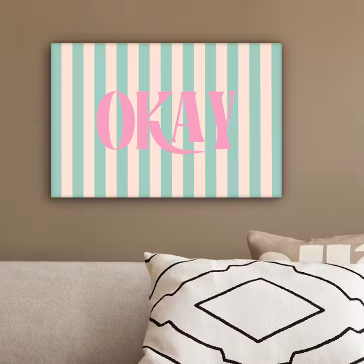 Roze - Groen - Strepen - Okay canvas 2cm klein -sfeer3