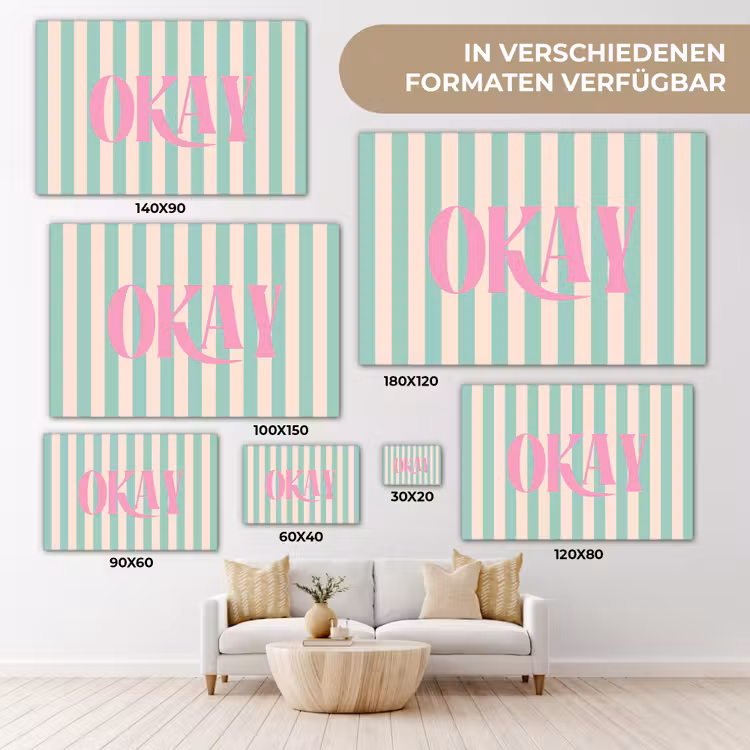Roze - Groen - Strepen - Okay canvas 2cm klein -Xsfeer8_DE