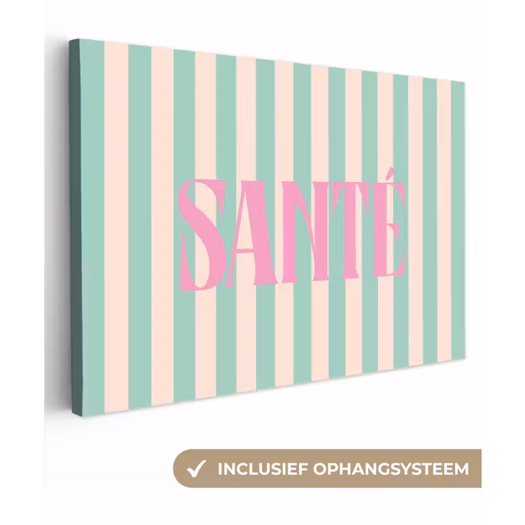 Roze - Groen - Strepen - Santé canvas 2cm klein -3d