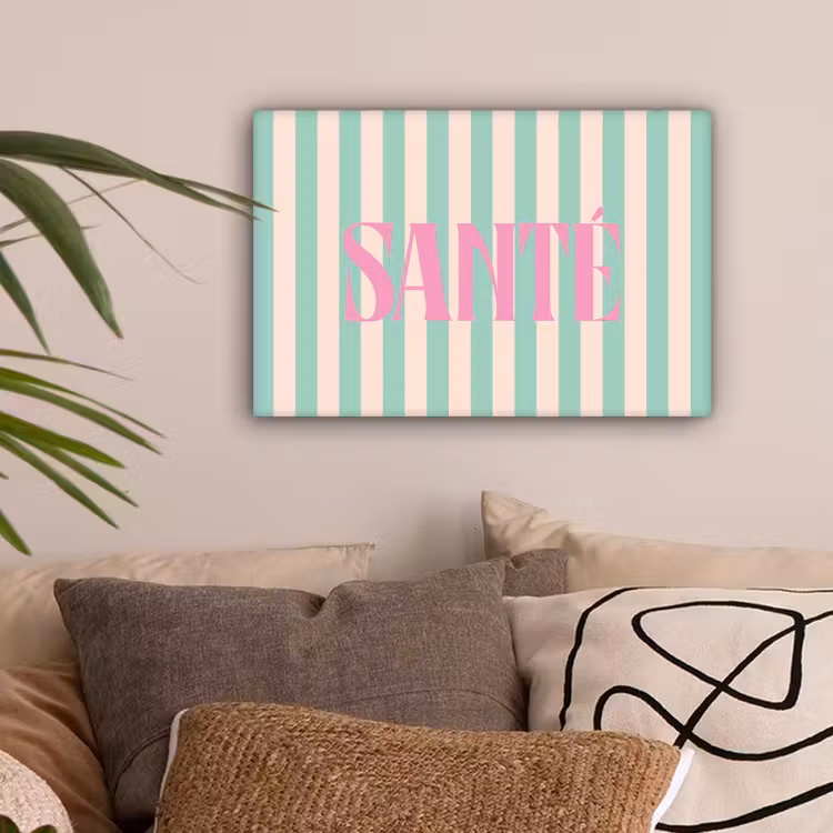 Roze - Groen - Strepen - Santé canvas 2cm klein -sfeer1