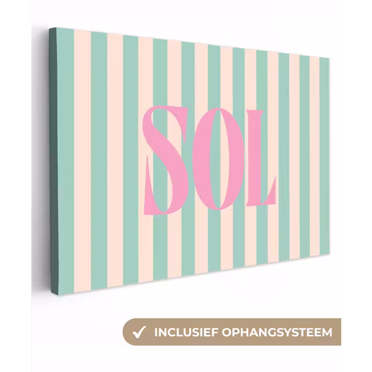 Roze - Groen - Strepen - Sol canvas 2cm klein -3d