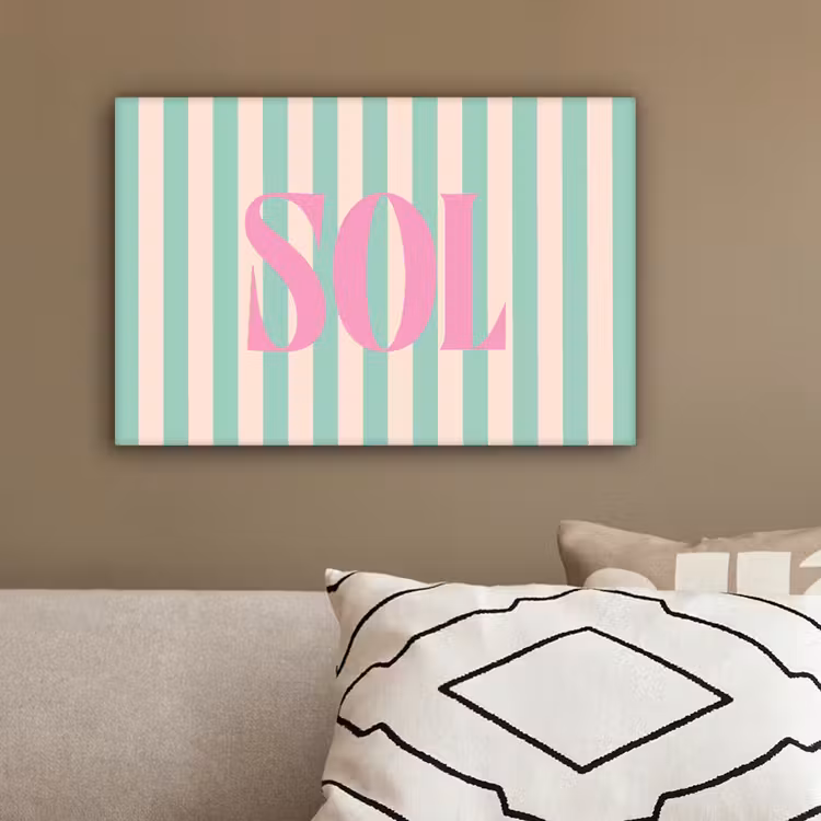 Roze - Groen - Strepen - Sol canvas 2cm klein -sfeer3