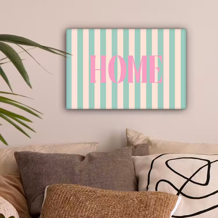Roze - Groen - Strepen - Home canvas 2cm klein -sfeer1