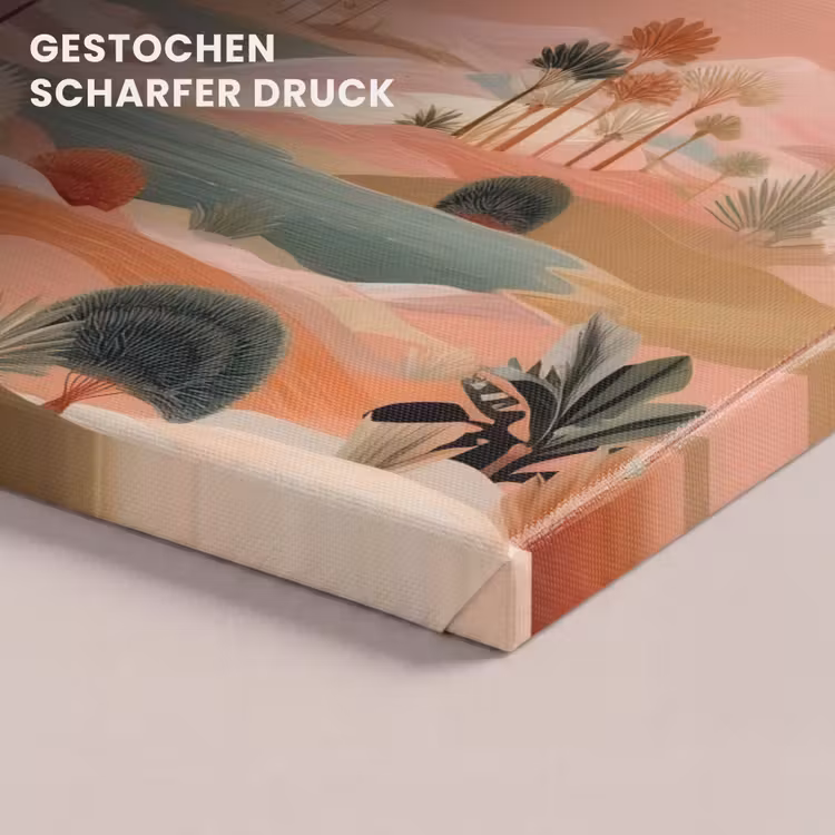 Roze landschap - Palmen - Water canvas 2cm klein -uniquesellingpoint_afwerking-onlywow_DE