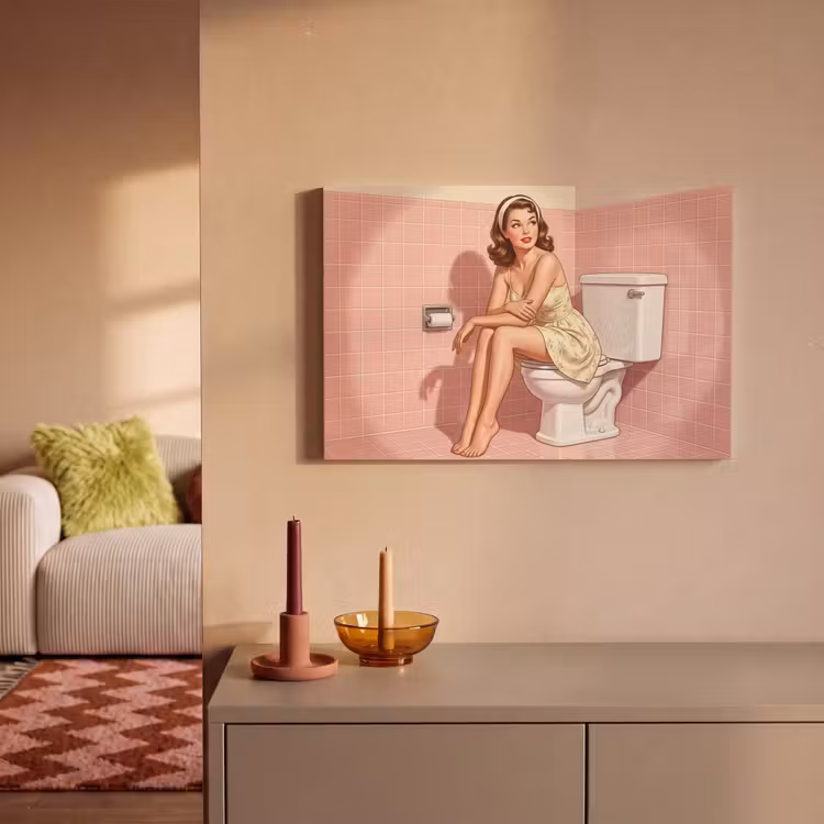 Roze - Retro - Vrouw canvas 2cm klein -sfeer1