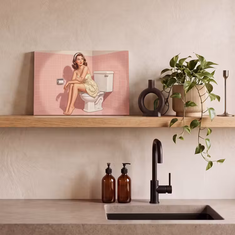 Roze - Retro - Vrouw canvas 2cm klein -closeup_print_DE