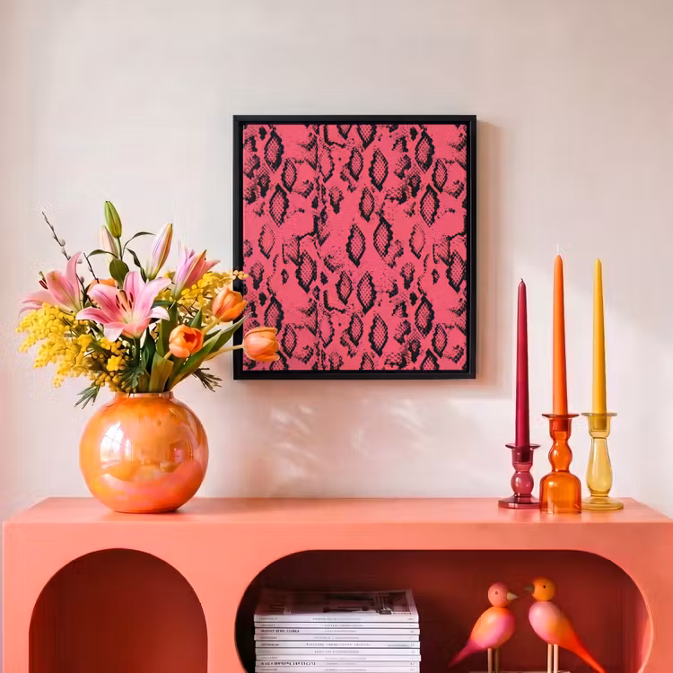 Roze - Slang - Motief Canvas met baklijst klein 1124 -atmosphere_sfeer3_global