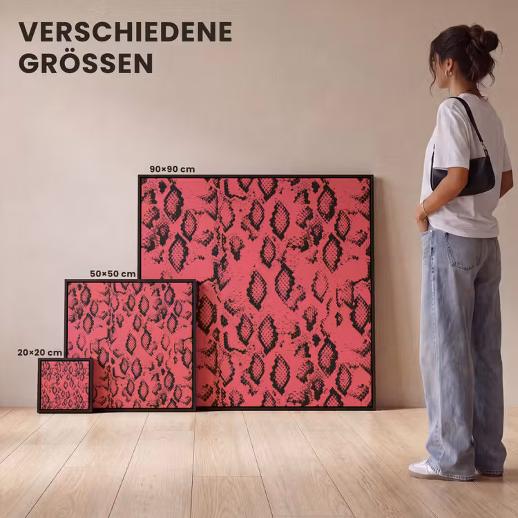 Roze - Slang - Motief Canvas met baklijst klein 1124 -comparison_formatenoverzicht_DE
