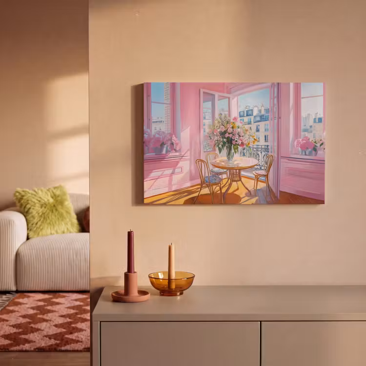 Pink - City - Bloemen canvas 2cm klein -sfeer1