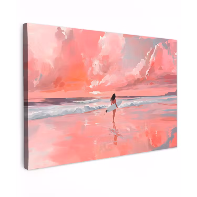 Roze - Surfen - Zee canvas 2cm klein -z3d