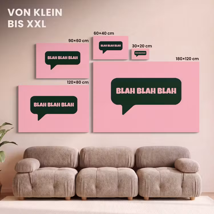 Roze - Tekstwolk - Groen - BLAH BLAH BLAH canvas 2cm klein -Xsfeer8_DE
