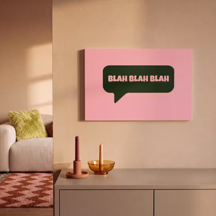 Roze - Tekstwolk - Groen - BLAH BLAH BLAH canvas 2cm klein -sfeer1
