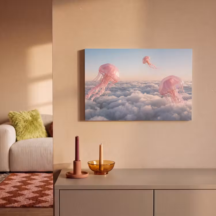 Leinwandbild - Rosa Tier – Wolken - Roze dier - Wolken canvas 2cm klein