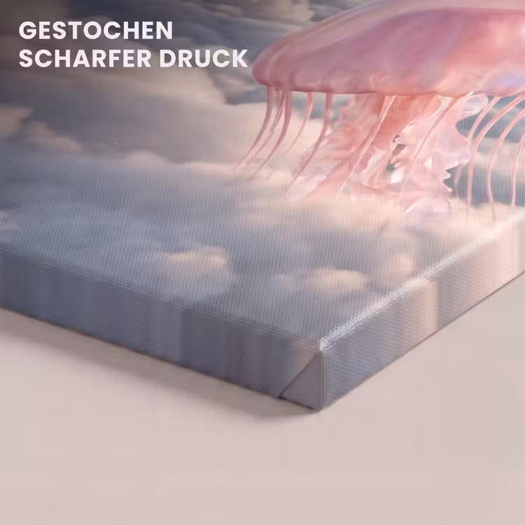 Leinwandbild - Rosa Tier – Wolken - Roze dier - Wolken canvas 2cm klein