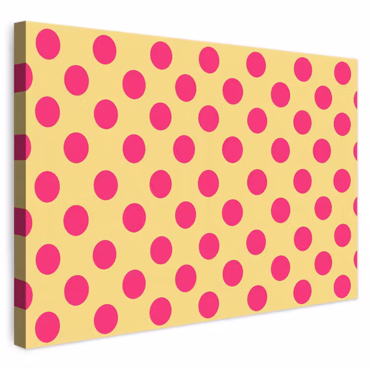 Roze - Stippen - Geel canvas 2cm klein 34 -3d