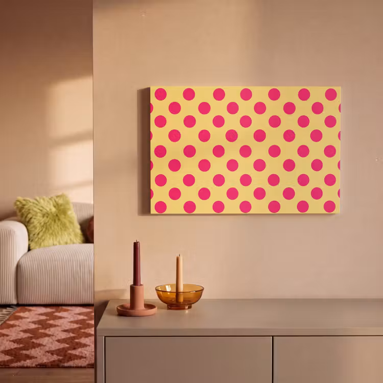 Roze - Stippen - Geel canvas 2cm klein 34 -sfeer1