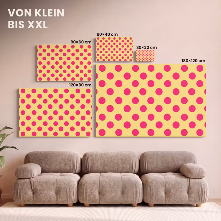 Roze - Stippen - Geel canvas 2cm klein 34 -Xsfeer8_DE