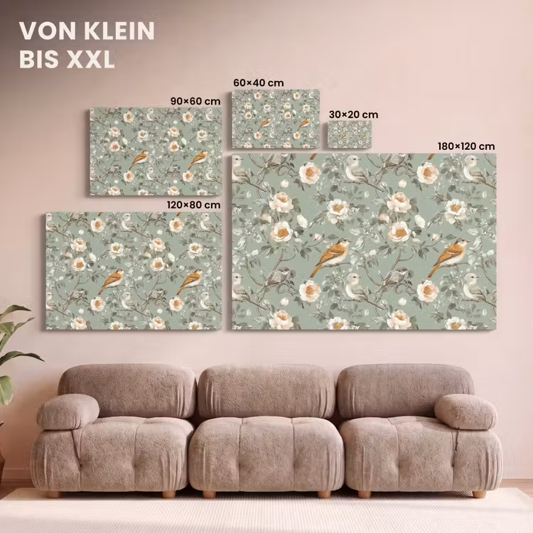 Roze - Vogels - Kleurrijk canvas 2cm klein 34 -Xsfeer8_DE