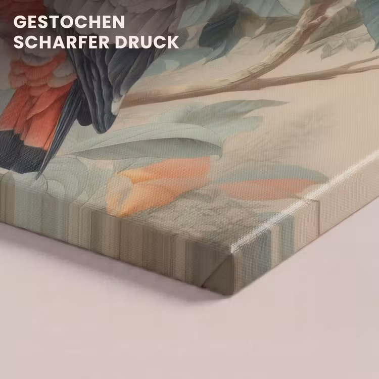 Roze kuifkaketoe - Tak met vruchten - Bladeren canvas 2cm klein -uniquesellingpoint_afwerking-onlywow_DE