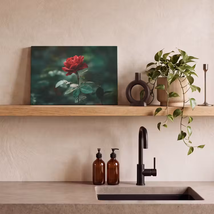 Roos - Bladeren - Dieprood canvas 2cm klein -sfeer6