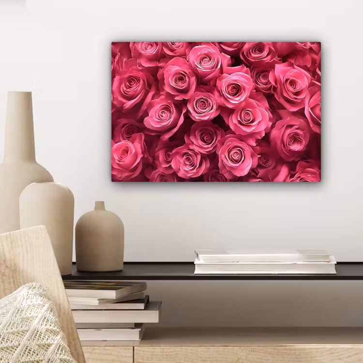 Rozen - Pink - Bloem canvas 2cm klein -sfeer6