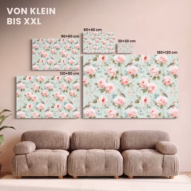 Rozen - Vogels - Pastel - Kleurrijk canvas 2cm klein 34 -Xsfeer8_DE