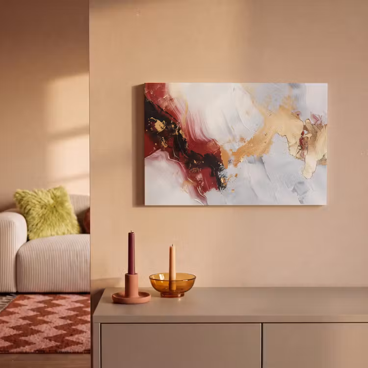 Rood - Abstract - Goud - Modern canvas 2cm klein -sfeer1