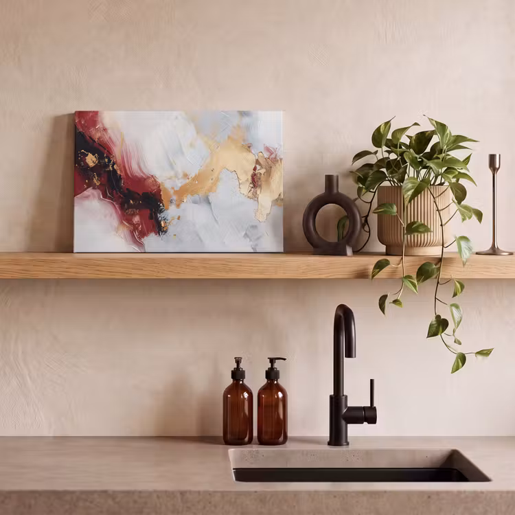 Rood - Abstract - Goud - Modern canvas 2cm klein -sfeer6