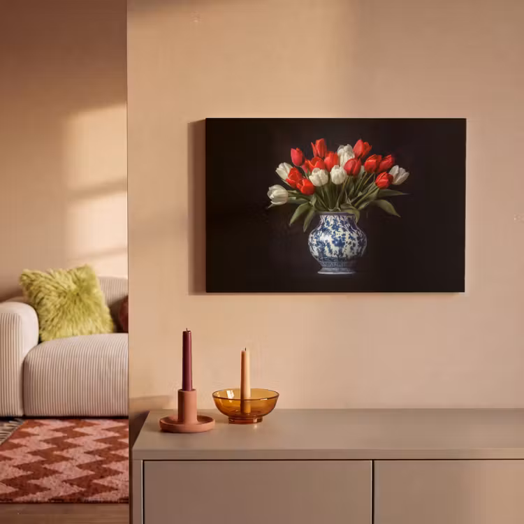 Rode - Bloemen - Tulpen - Vaas canvas 2cm klein -sfeer1