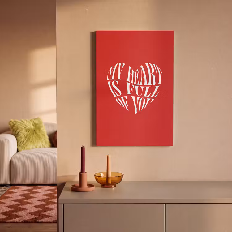 Rood - Hart- Tekst - Valentijn canvas 2cm klein -sfeer1