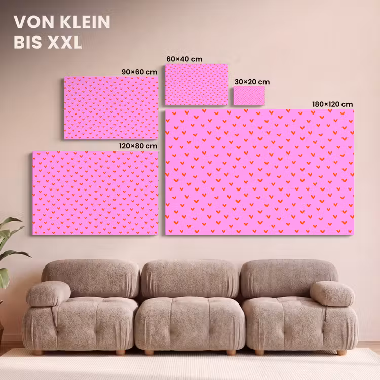 Rood - Hartjes - Roze - Patroon canvas 2cm klein 34 -Xsfeer8_DE