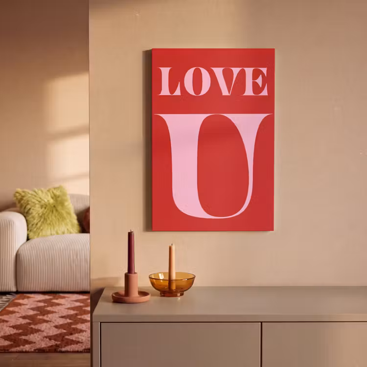 Rood - Love - Valentijn - Roze canvas 2cm klein -sfeer1