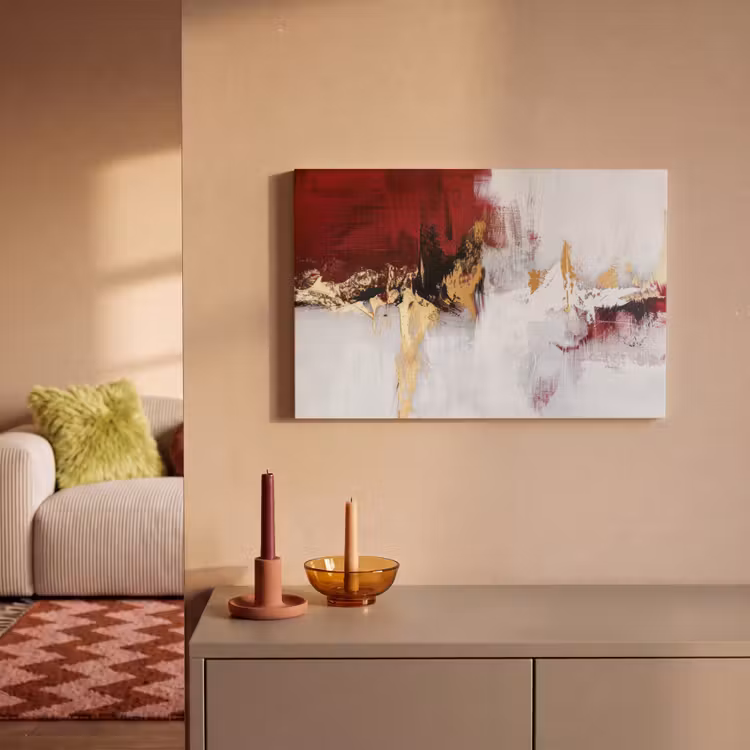 Rood - Marmer - Abstract - Goud - Modern canvas 2cm klein -sfeer1