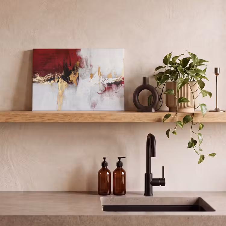 Rood - Marmer - Abstract - Goud - Modern canvas 2cm klein -sfeer6