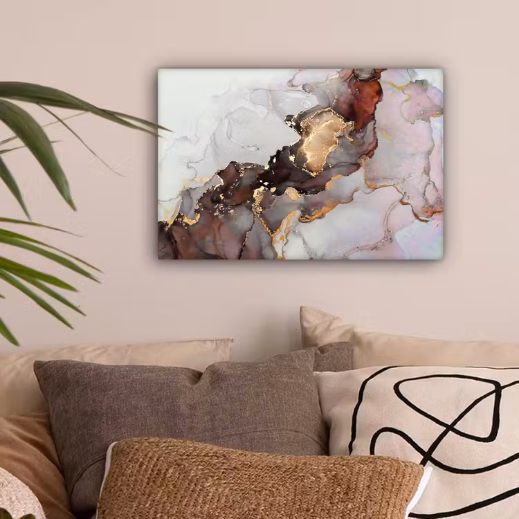 Rood - Marmer - Goud canvas 2cm klein -sfeer1