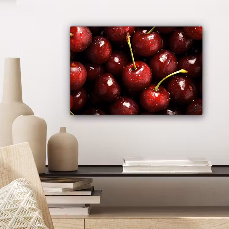 Rood - Fruit - Kersen canvas 2cm klein -sfeer6