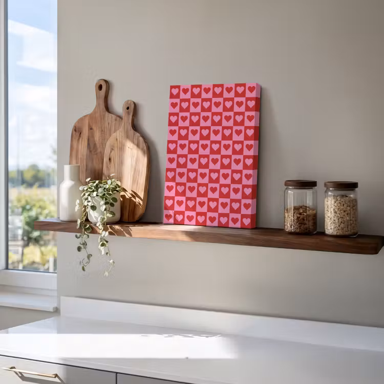 Rood - Roze - Schaakbord - Valentijn canvas 2cm klein -atmosphere_sfeer3_global