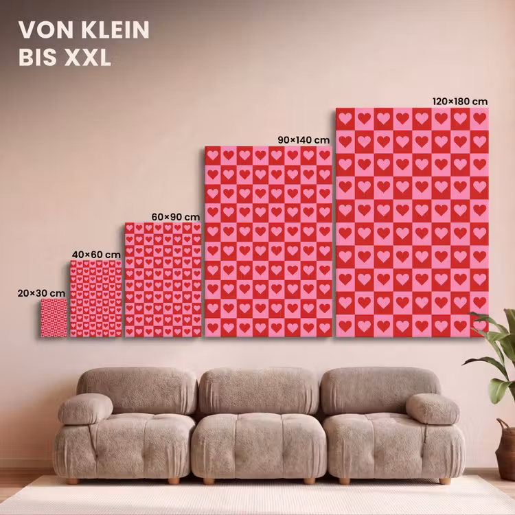 Rood - Roze - Schaakbord - Valentijn canvas 2cm klein -Xsfeer8_DE
