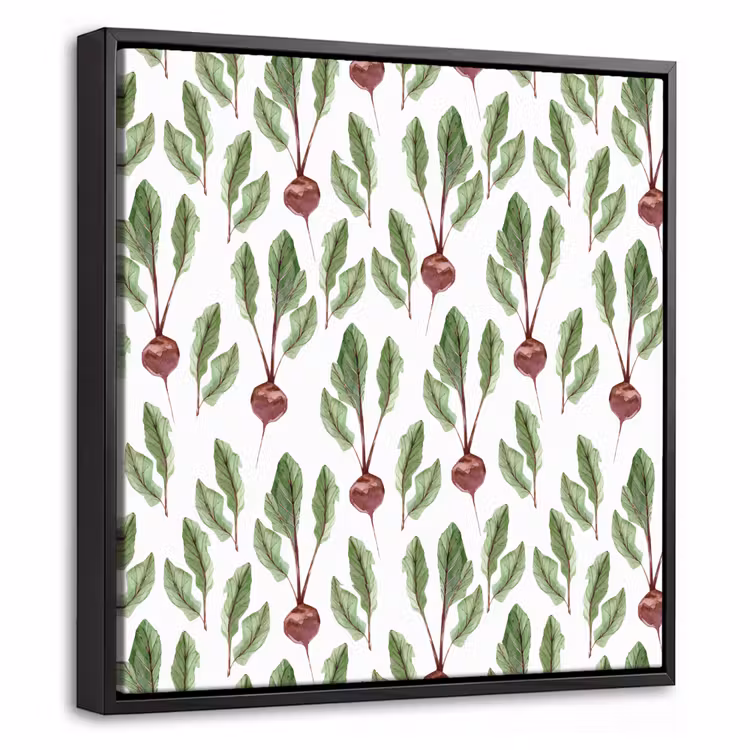 Rood - Bieten - Blad - Patroon Canvas met baklijst klein 1124 -threedimensional_3d_global
