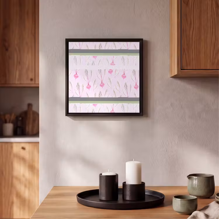 Rood - Bieten - Blad - Patroon Canvas met baklijst klein 1124 -atmosphere_sfeer2_global
