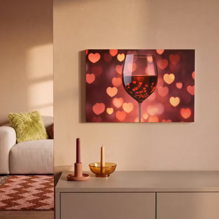 Rood - Wijn - Hartjes canvas 2cm klein -sfeer1