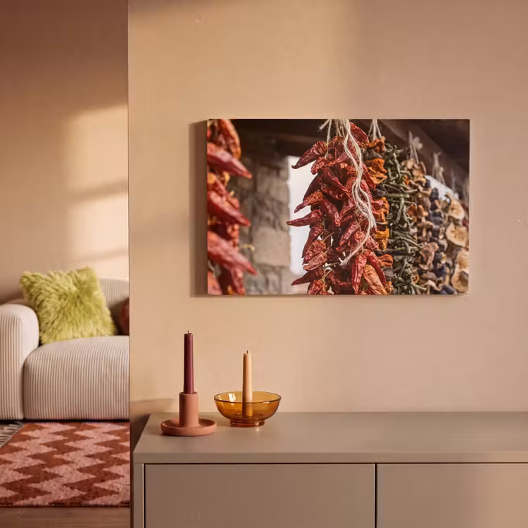 Leinwandbild - Rote Chilischoten – Essen - Rode pepers - Eten canvas 2cm klein