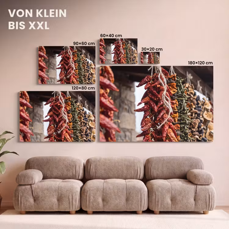 Leinwandbild - Rote Chilischoten – Essen - Rode pepers - Eten canvas 2cm klein
