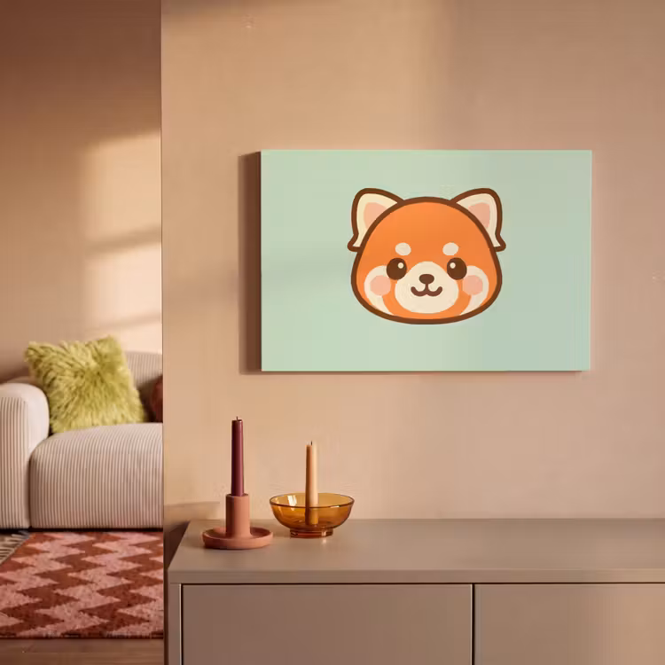 Rode panda - Groen - Cartoon canvas 2cm klein -sfeer1