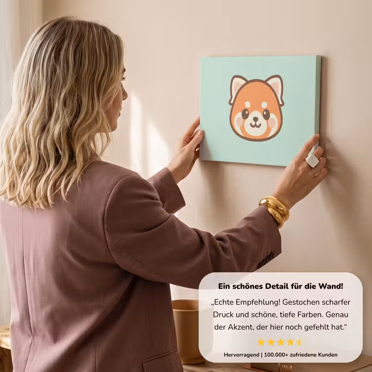 Rode panda - Groen - Cartoon canvas 2cm klein -sfeer3