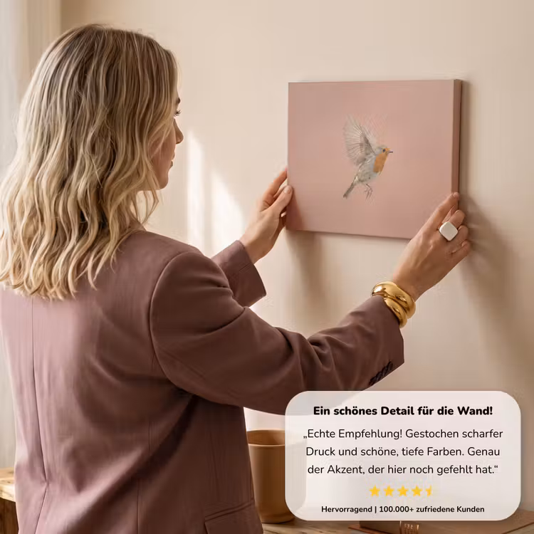 Roodborst - Natuur - Roze canvas 2cm klein -sfeer3