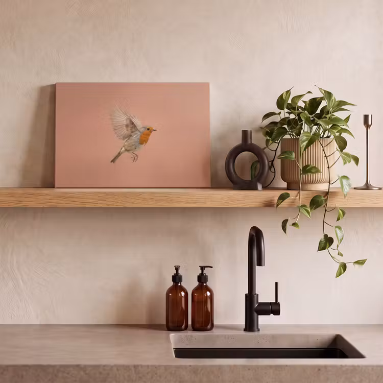 Roodborst - Natuur - Roze canvas 2cm klein -closeup_print_DE